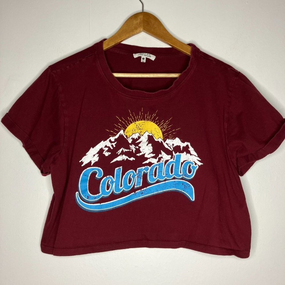 Messy Bun Just Chillin Women's XL Colorado Maroon Cropped T-Shirt